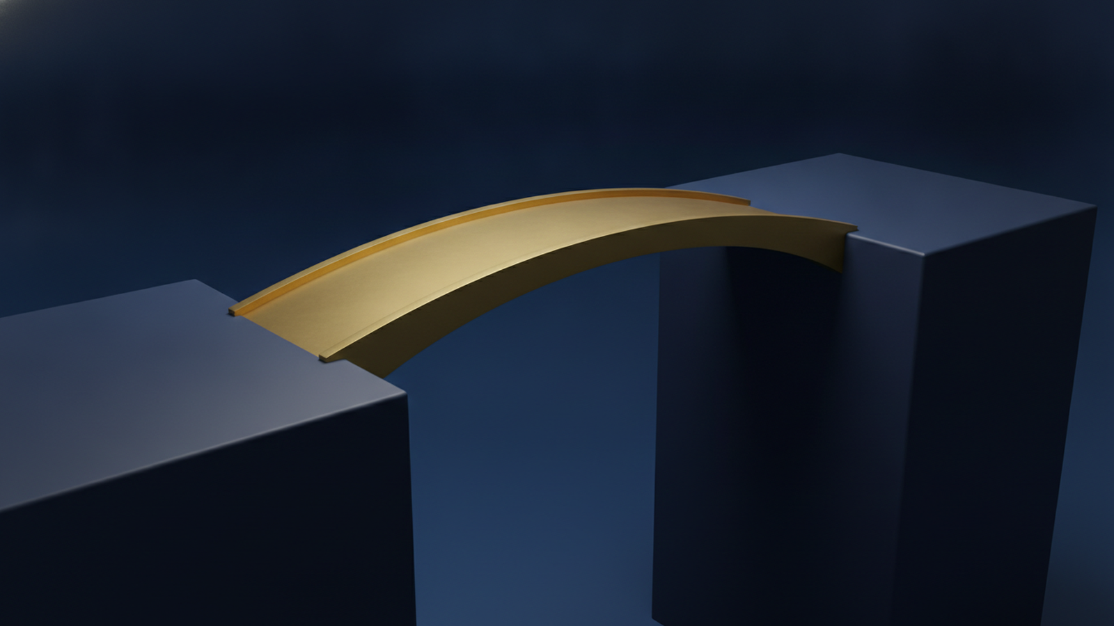A gold bridge spanning an open gap between two dark navy platforms, representing coverage that closes the space your plan leaves.