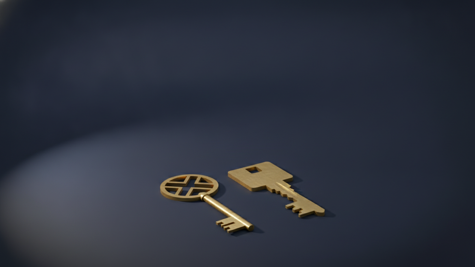 Two gold keys lying side by side on a deep navy surface with visibly different shapes, representing two designs often spoken of as the same thing.