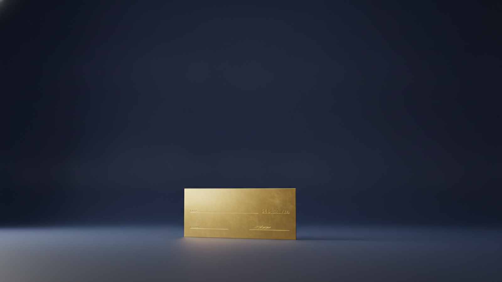 A single gold cheque lying flat on a deep navy surface, representing a benefit paid directly to the member rather than to a provider.