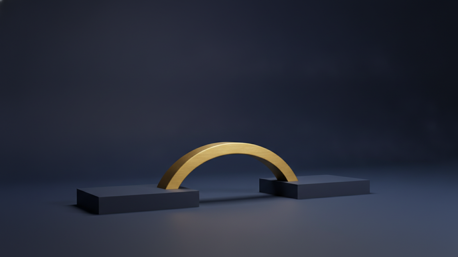 A gold bridge spanning a gap between two navy ledges, representing coverage that closes a deductible gap.