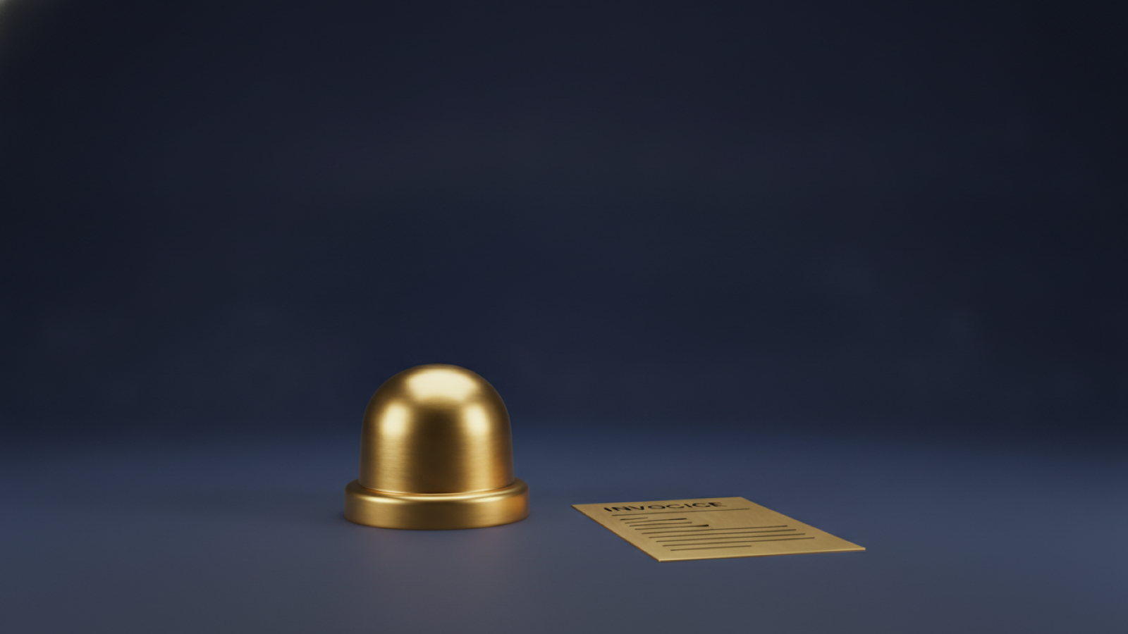A gold emergency beacon beside a gold invoice slip on a deep navy background, representing the cost of an ambulance ride.