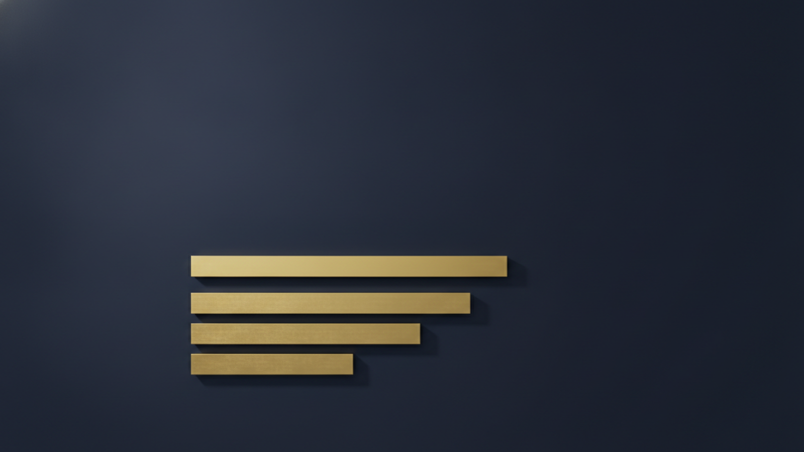 Three gold horizontal bars of different lengths on a deep navy background, representing three lines of a benefit schedule.