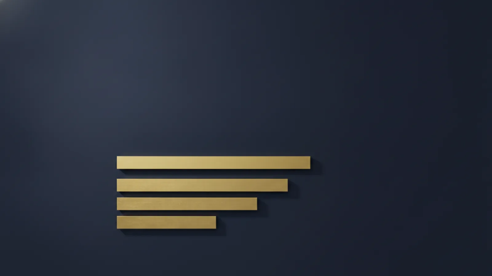 Three gold horizontal bars of different lengths on a deep navy background, representing three lines of a benefit schedule.