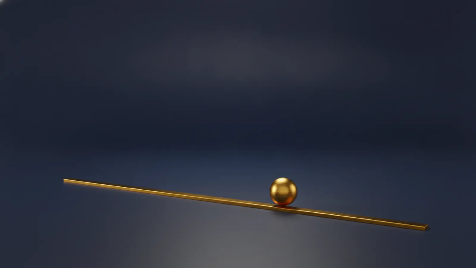 A single gold sphere resting just past a raised gold line on a deep navy background, representing an income just over a threshold.