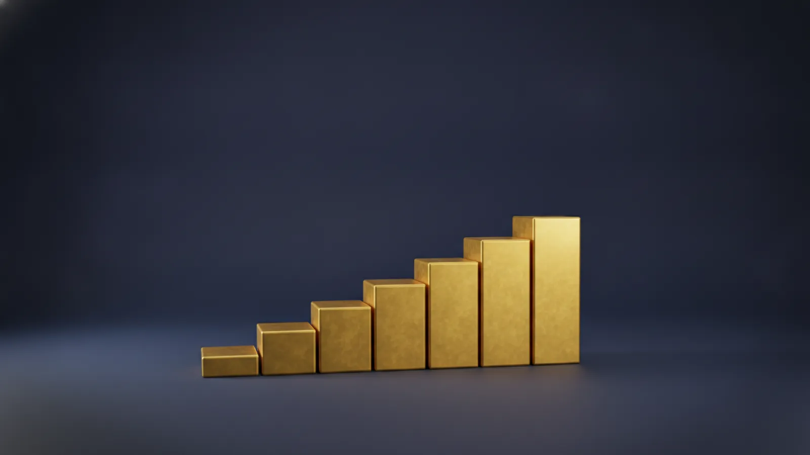Seven gold steps rising from left to right on a deep navy background, representing a seven-tier surgical schedule.