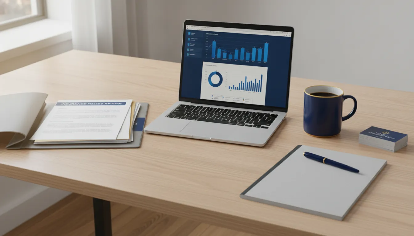 Insurance documents and pen on a desk