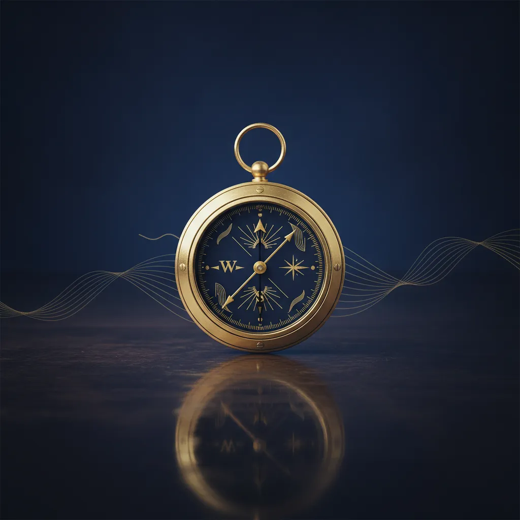 Compass on a navy background, representing retirement direction