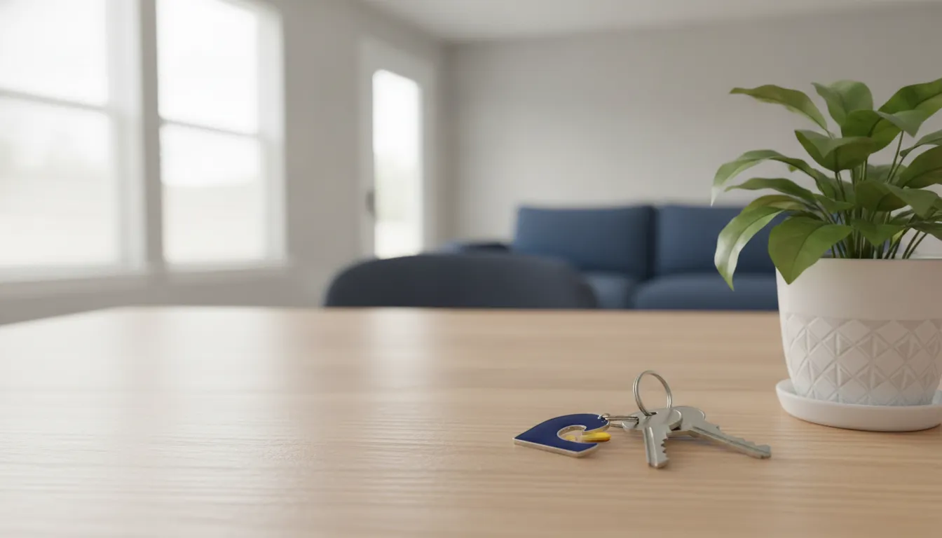 New house keys resting on a countertop