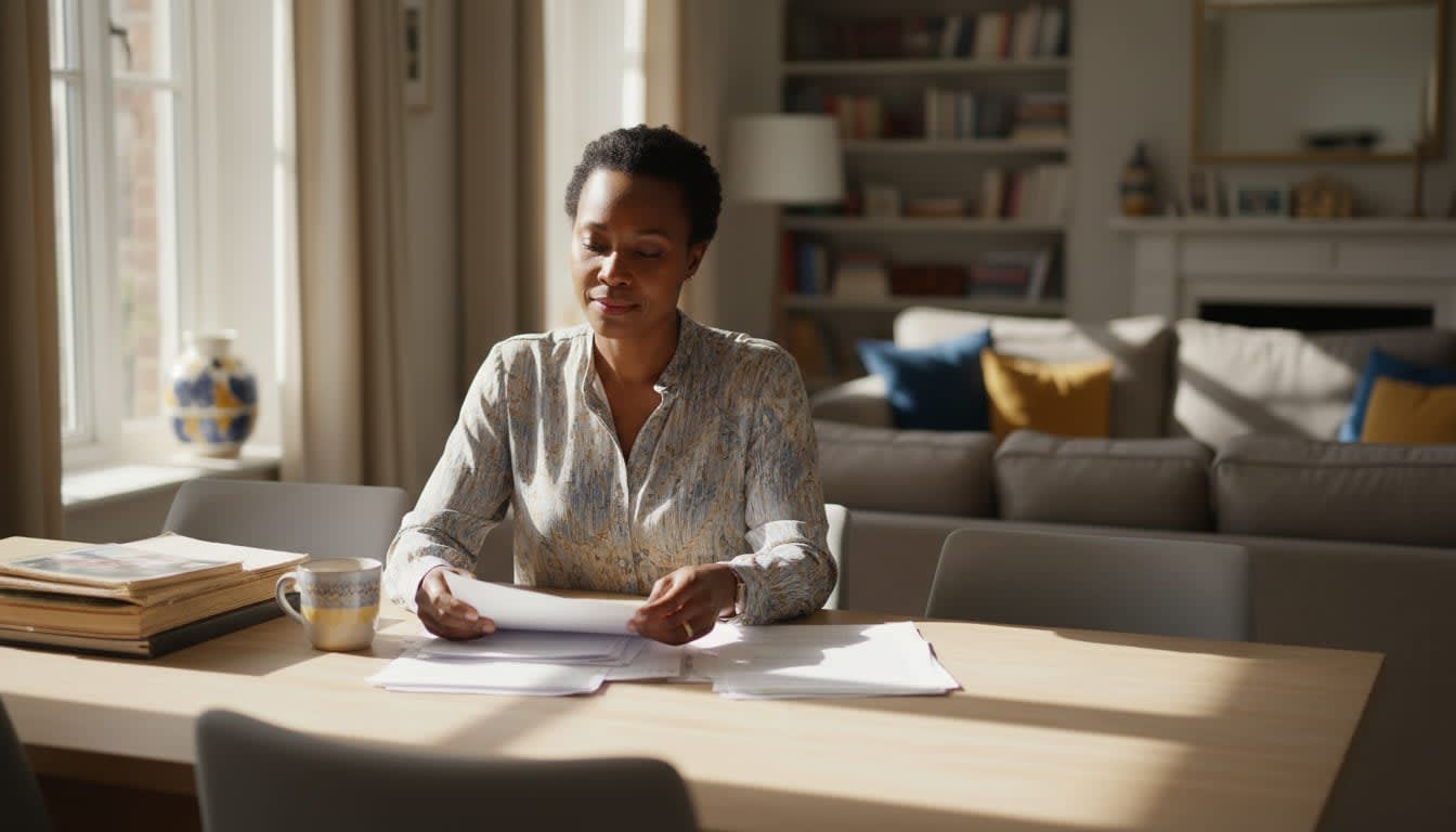 A family reviewing their life insurance policy documents.