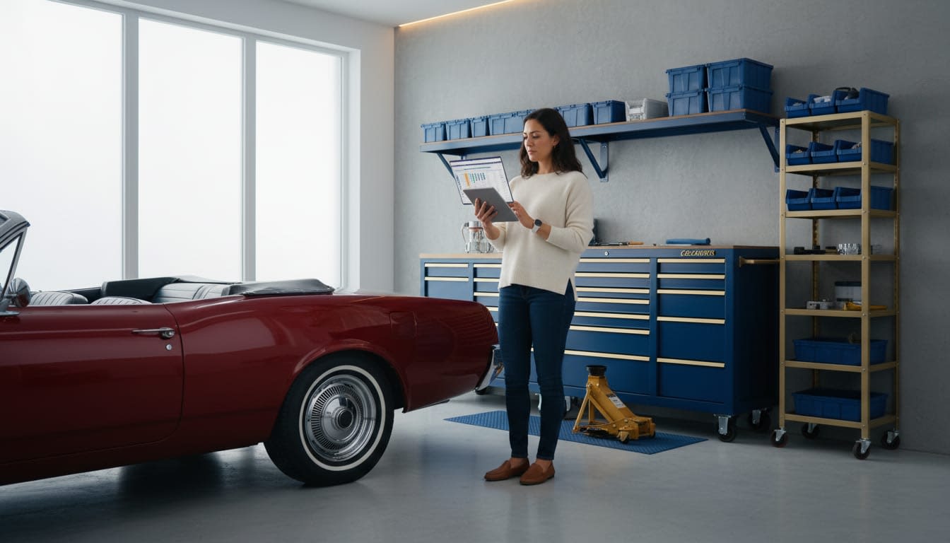 A claims adjuster inspecting vehicle damage for an auto insurance claim.