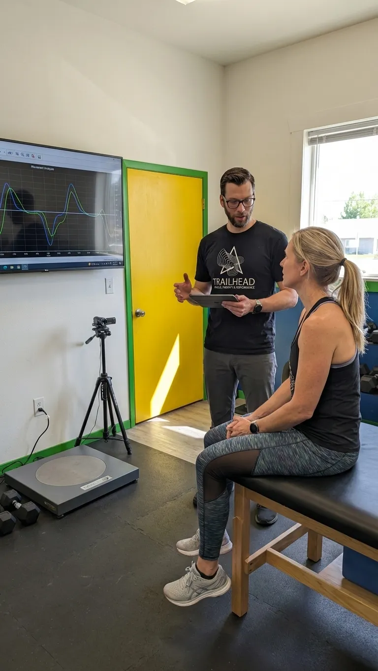 Patient working with a provider at a performance physical therapy clinic in Livingston