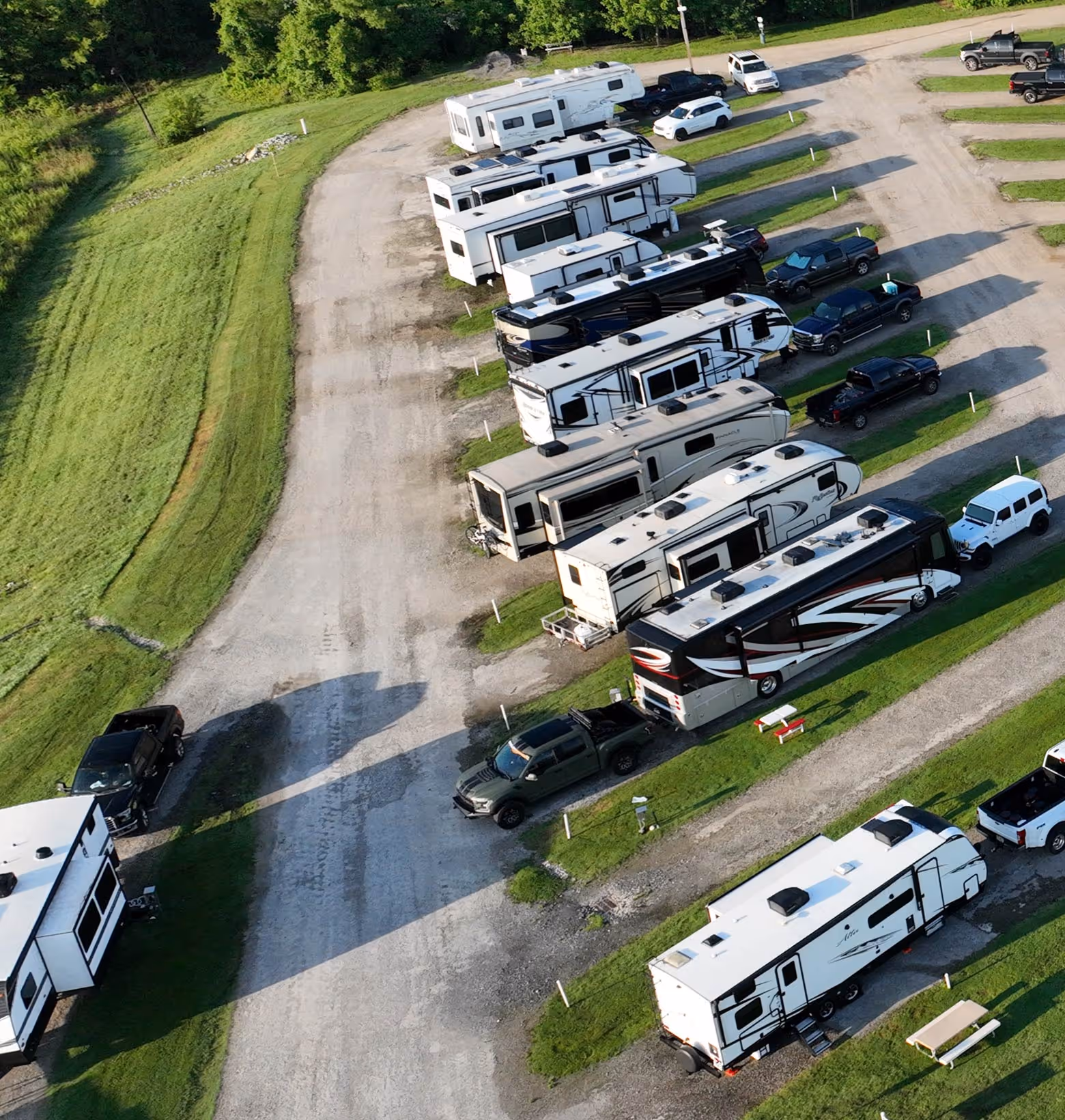 Aerial of Hawkins Pointe Overnight RV sites.