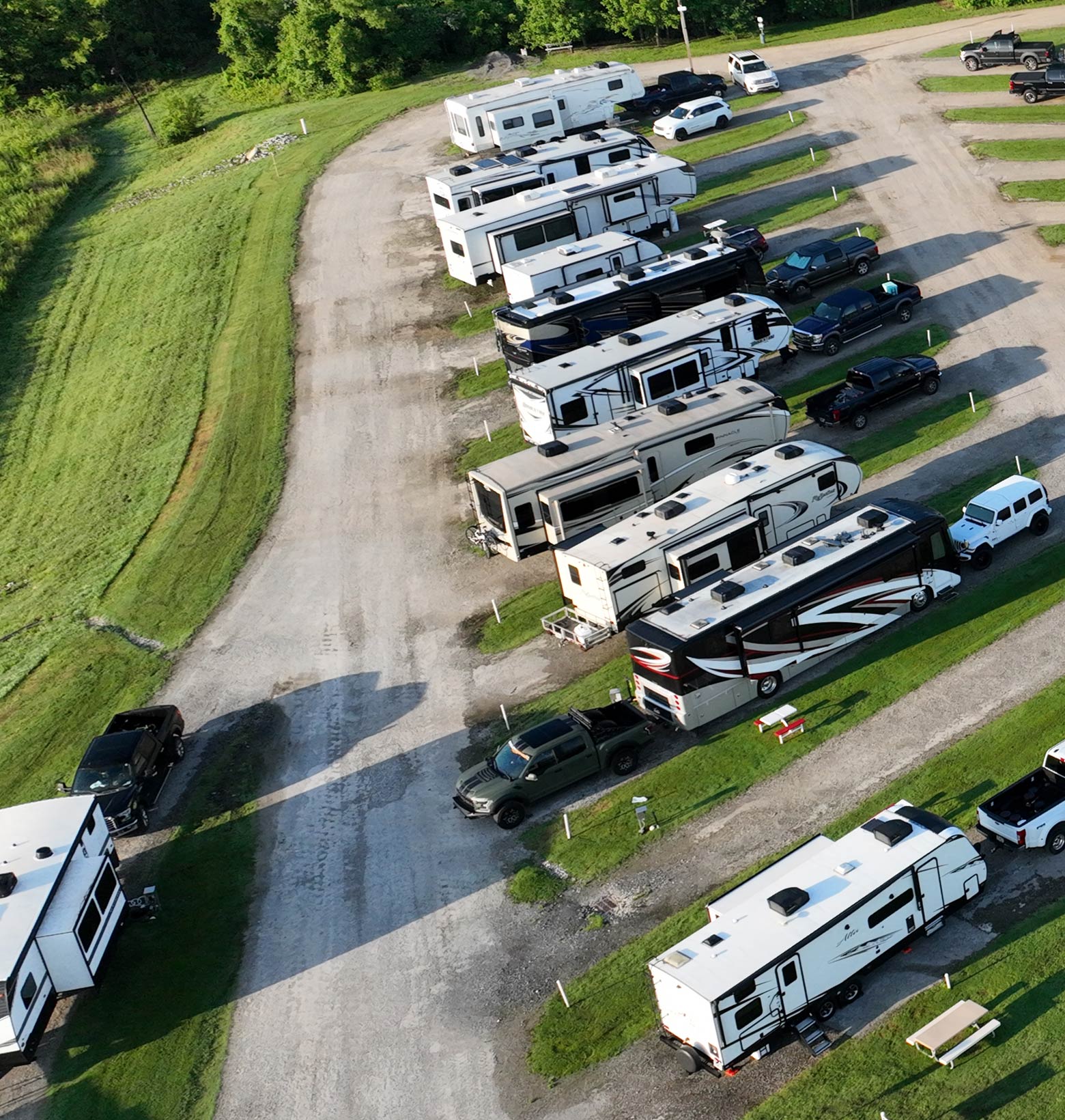 Aerial of Hawkins Pointe Overnight RV sites.
