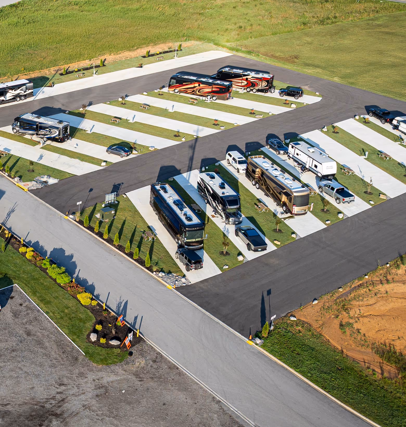 Aerial of Hawkins Pointe Executive RV sites.