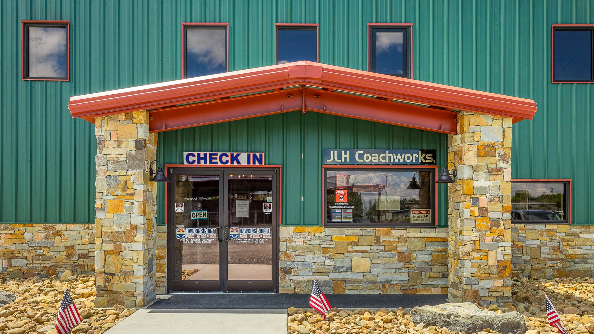 Hawkins Pointe check into the park building.