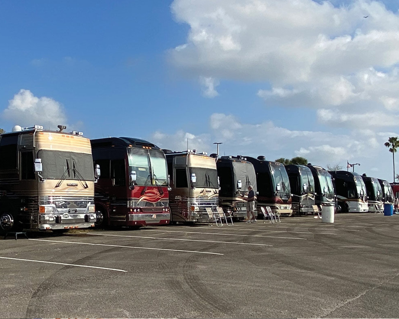 10th Annual Prevost show with 130 coaches outside.
