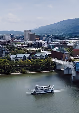 Southern Belle Riverboat cruising past downtown Chattanooga.