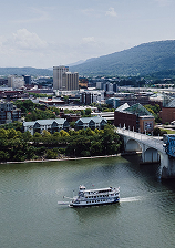 Southern Belle Riverboat cruising past downtown Chattanooga.