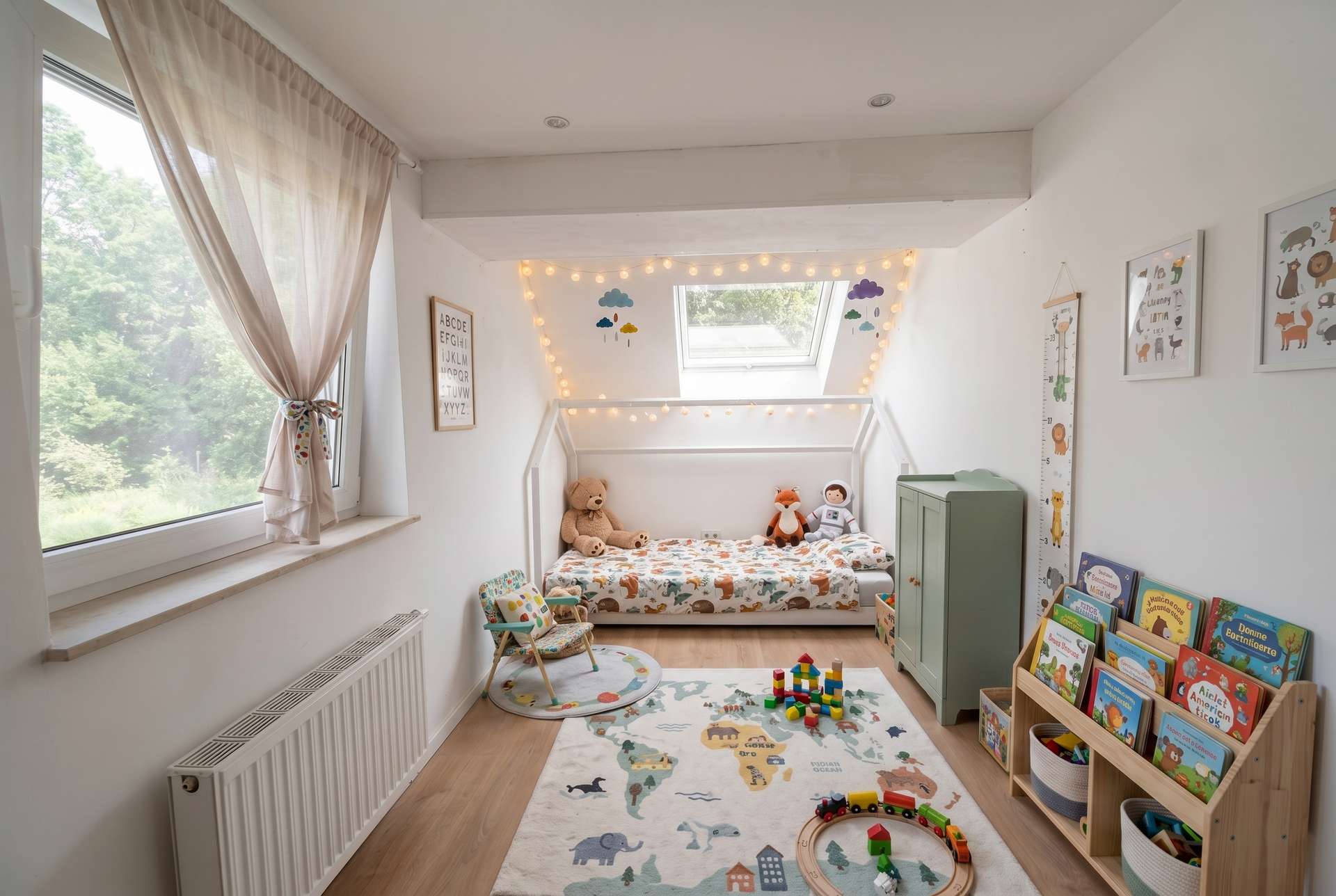 Kinderzimmer mit Platz zum Spielen, Lernen und Wohlfühlen-staged
