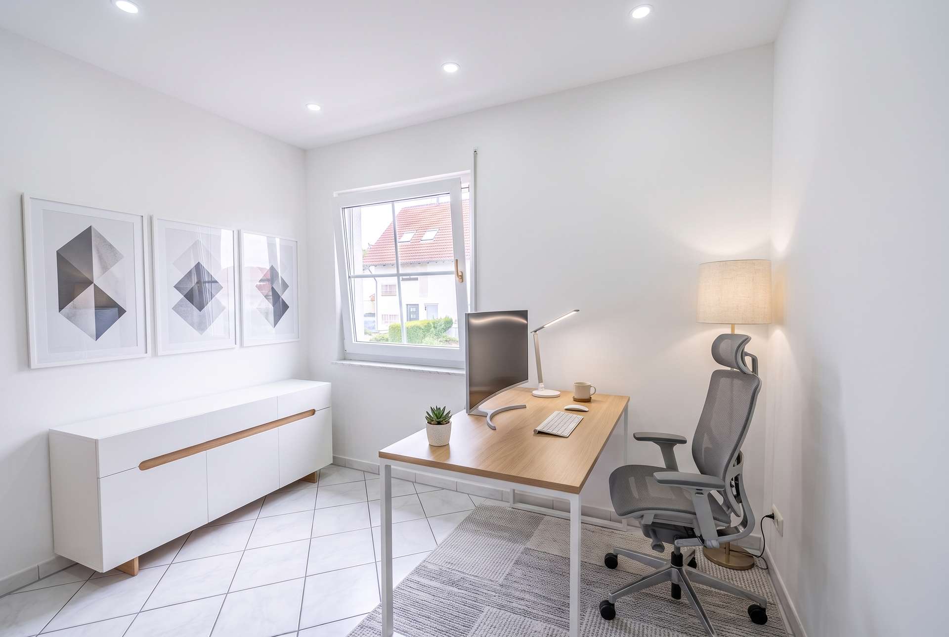 staged-Ruhiger Arbeitsplatz mit angenehmem Tageslicht