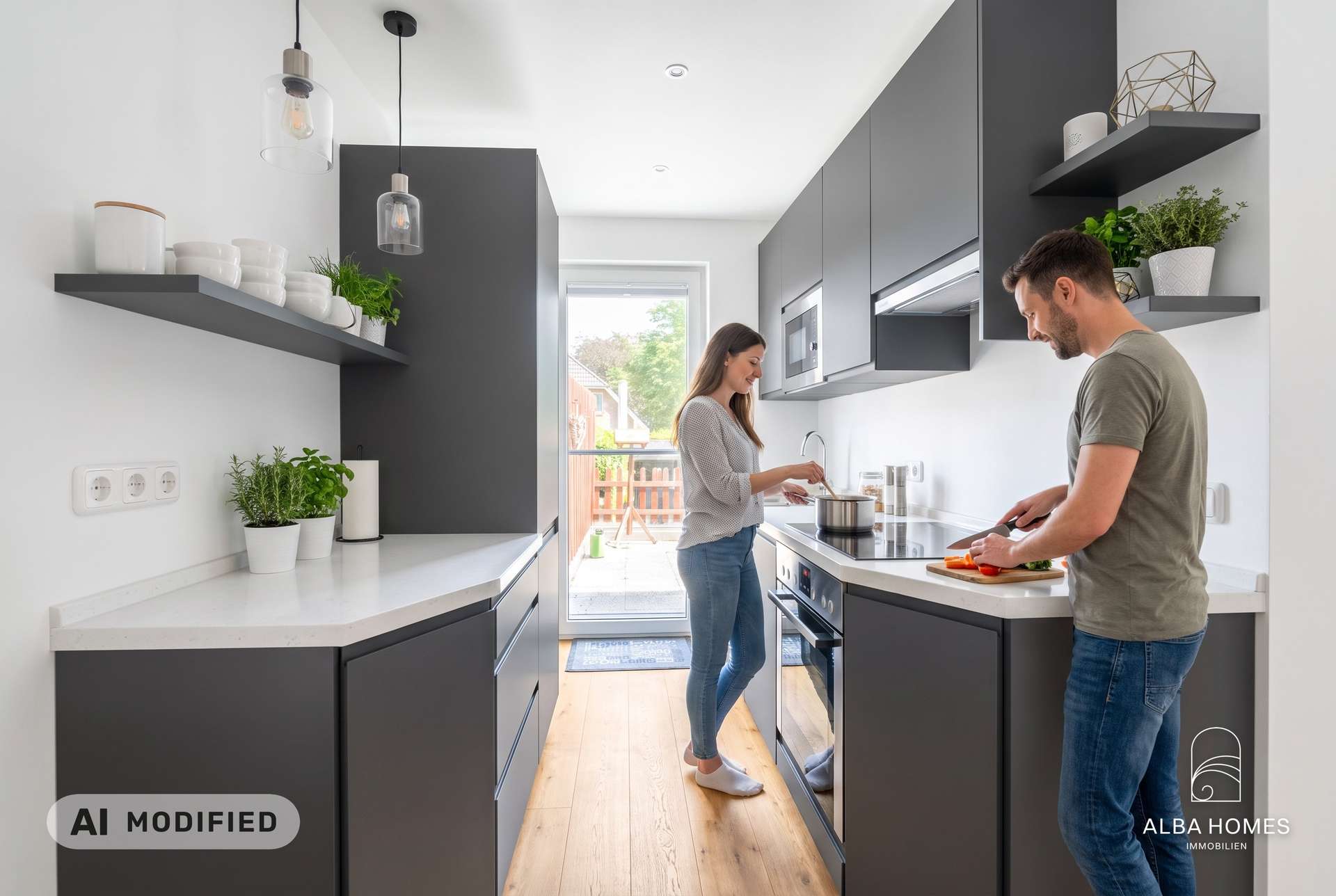 staged-Solide Grundlage mit Potenzial für moderne Küchenideen