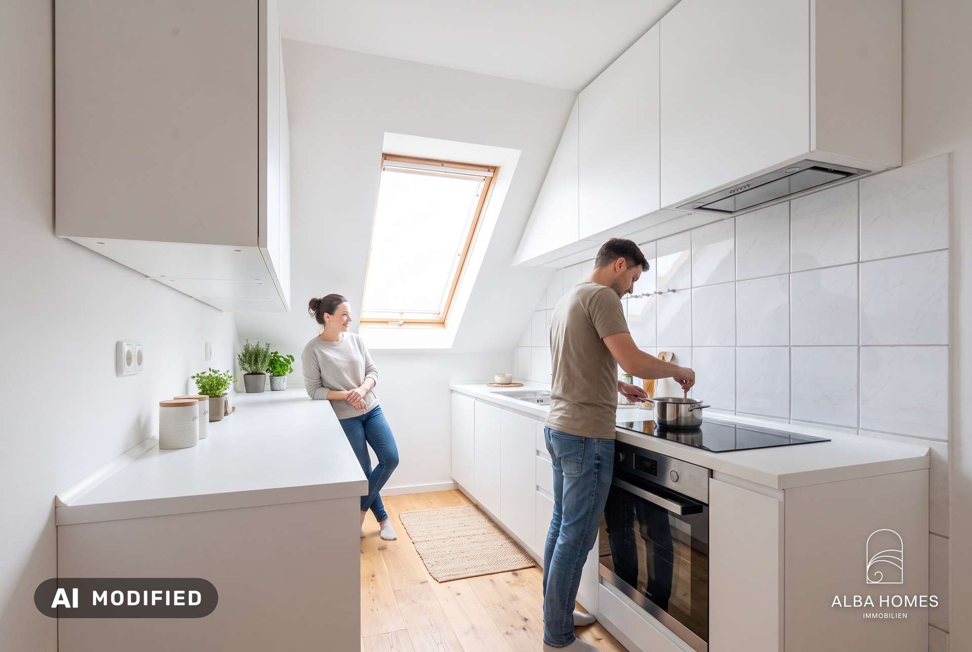 staged-Solide Grundlage mit Potenzial für moderne Küchenideen