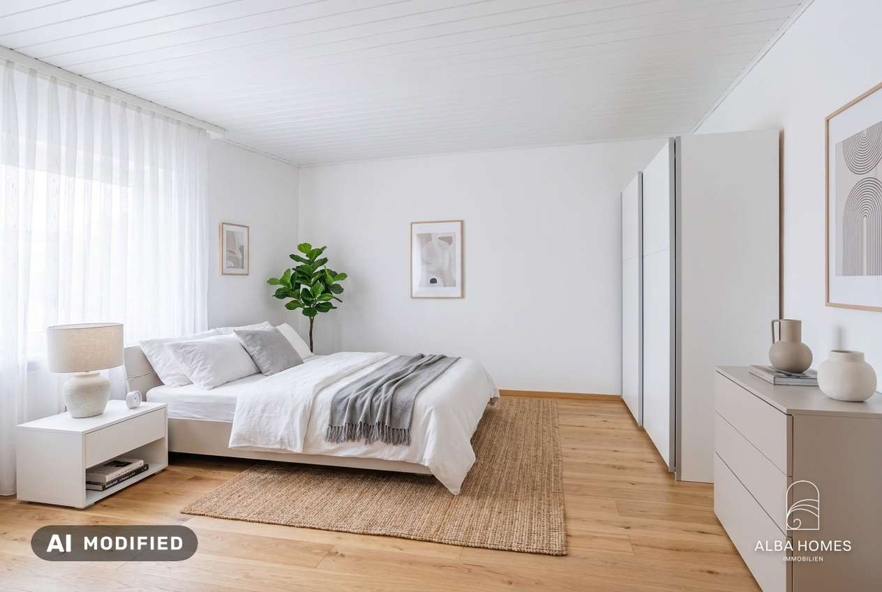 Einrichtungsidee: Schlafzimmer mit ruhiger, wohnlicher Atmosphäre