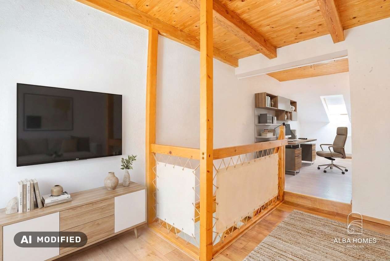 staged-Wohnliche Holzdetails mit besonderem Charakter