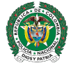 Seal of the Republic of Colombia with a shield featuring a condor, national flags, and symbols, surrounded by a green wreath and the text 'REPÚBLICA DE COLOMBIA POLICIA NACIONAL DIOS Y PATRIA'.