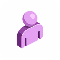 Purple 3D icon of a person symbolizing a user or individual.