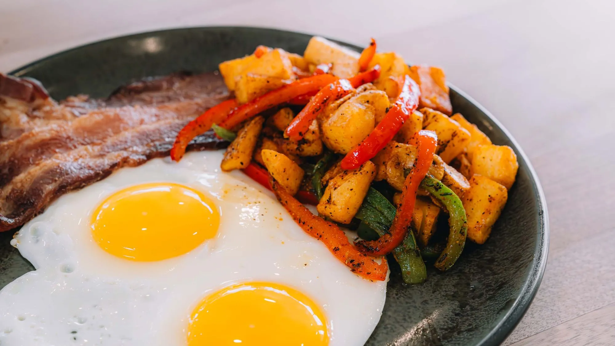 Eggs and Bacon served for brunch at The Cottage in Pigeon Forge, TN.