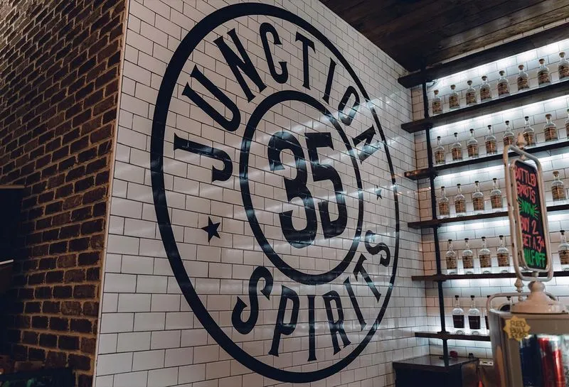 Junction 35 logo on the wall in the restaurant in Pigeon Forge, Tennessee.