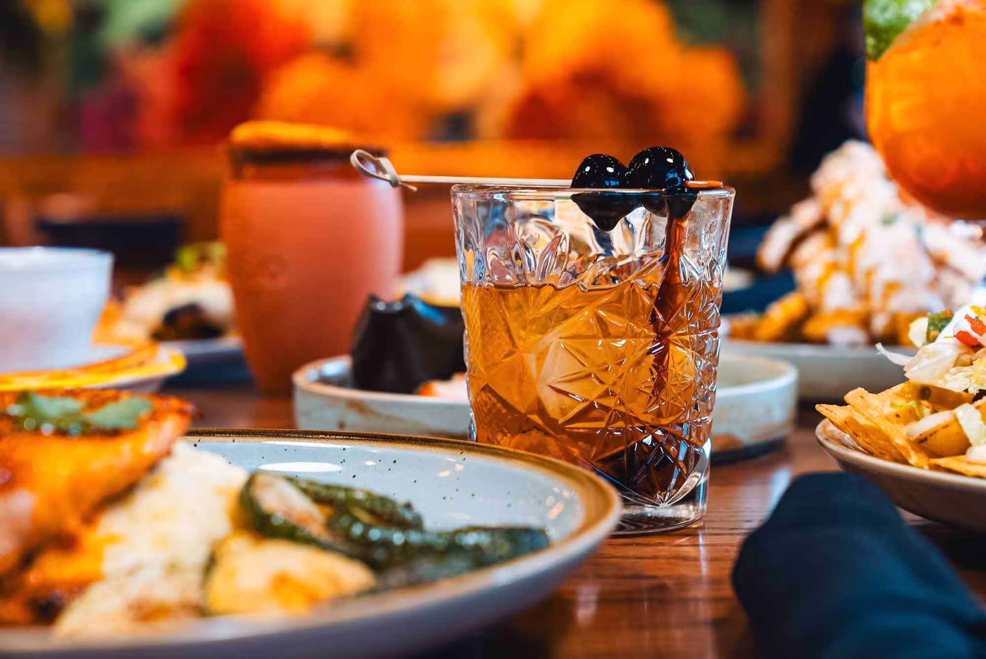 Table full of food served at Azul Cantina in Pigeon Forge