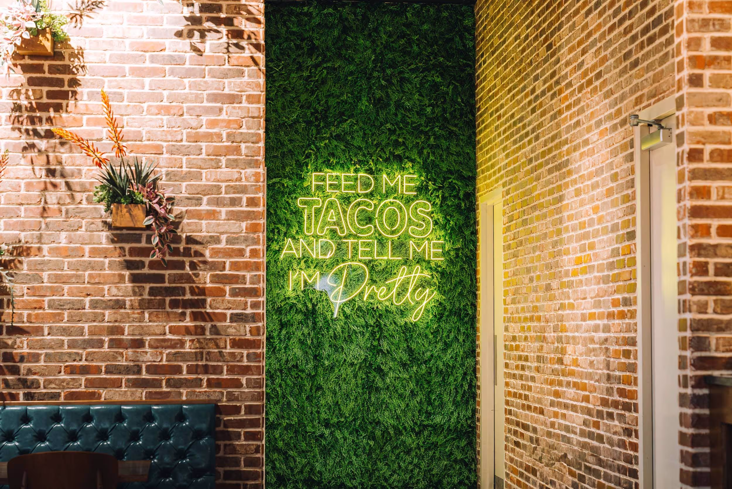 The interior accent wall of the restaurant at Azul Cantina in Pigeon Forge, Tennessee