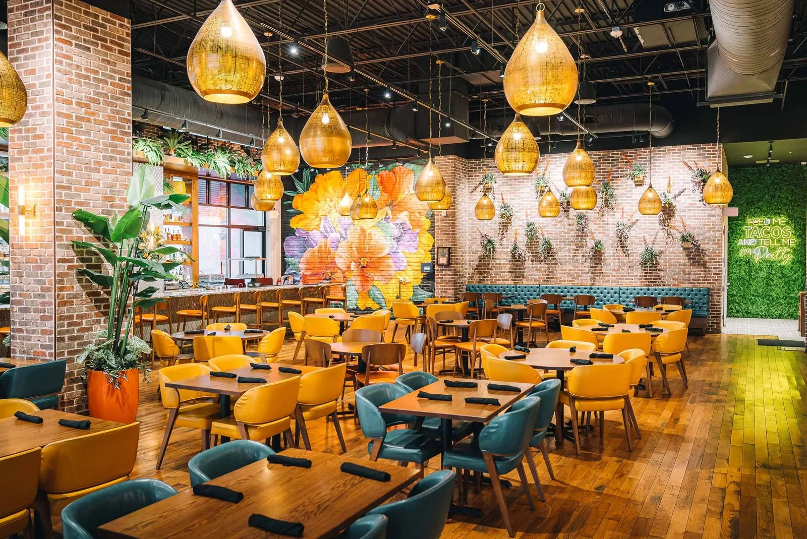 The interior dining area of the restaurant at Azul Cantina in Pigeon Forge, Tennessee