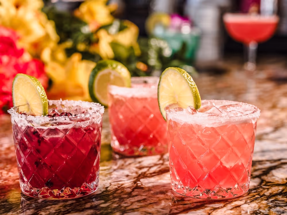 Mixed drinks served at the rooftop bar at Azul Cantina in Pigeon Forge, Tennessee