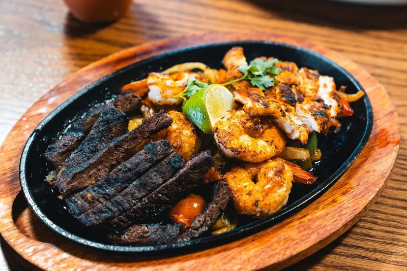 Fajitas served at the rooftop bar at Azul Cantina in Pigeon Forge, Tennessee