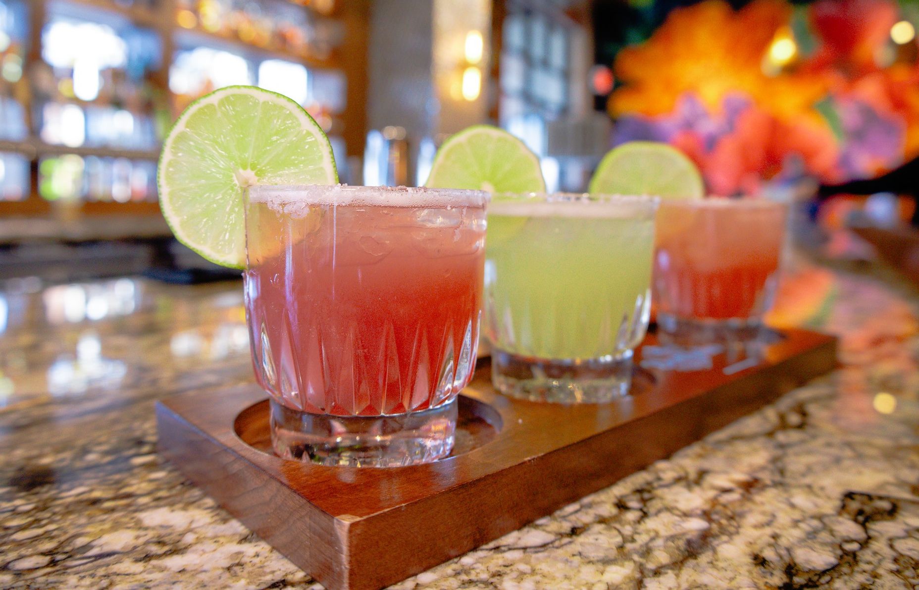 margarita flight at our rooftop bar in pigeon fore