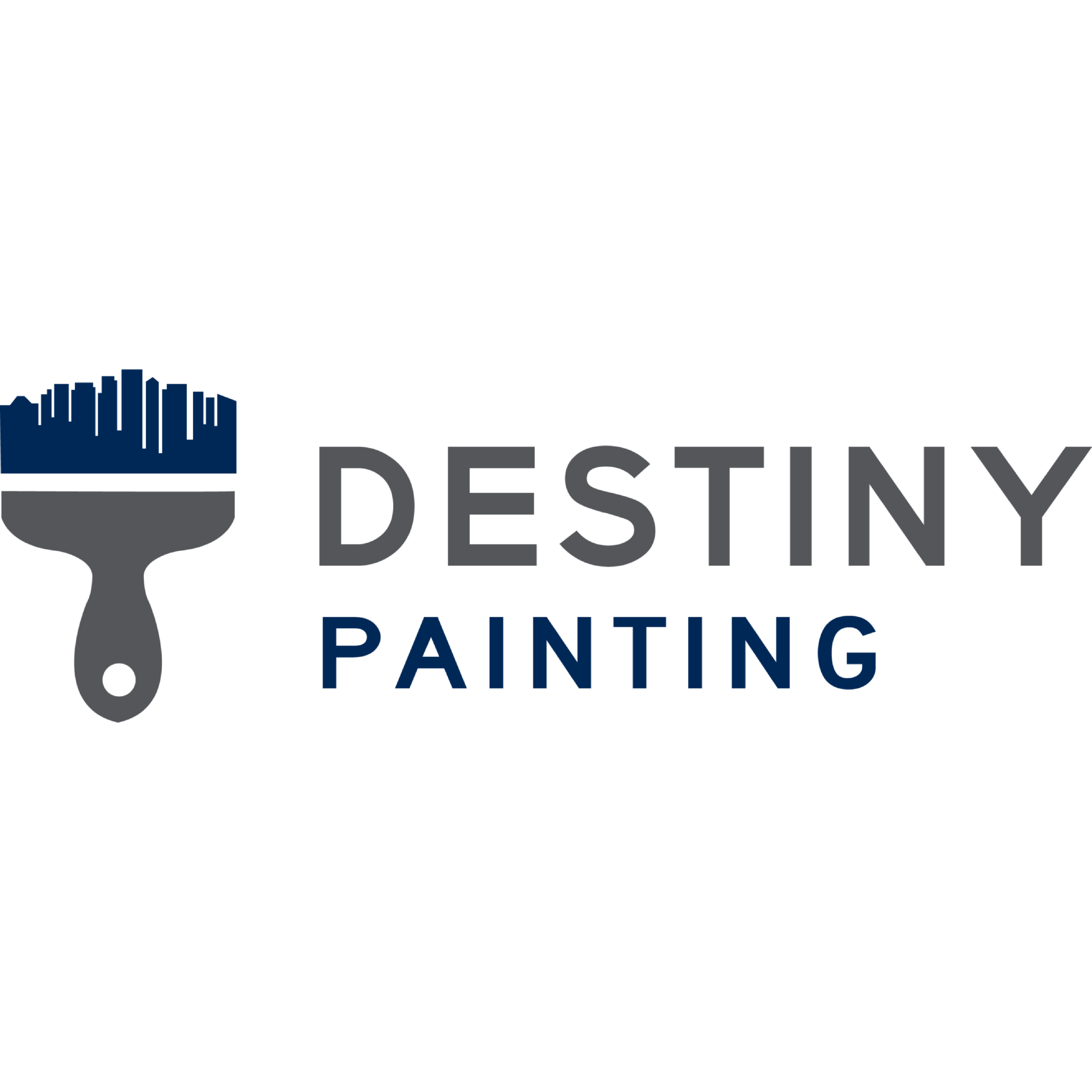Destiny Painting logo with a paintbrush icon featuring a city skyline as the bristles.