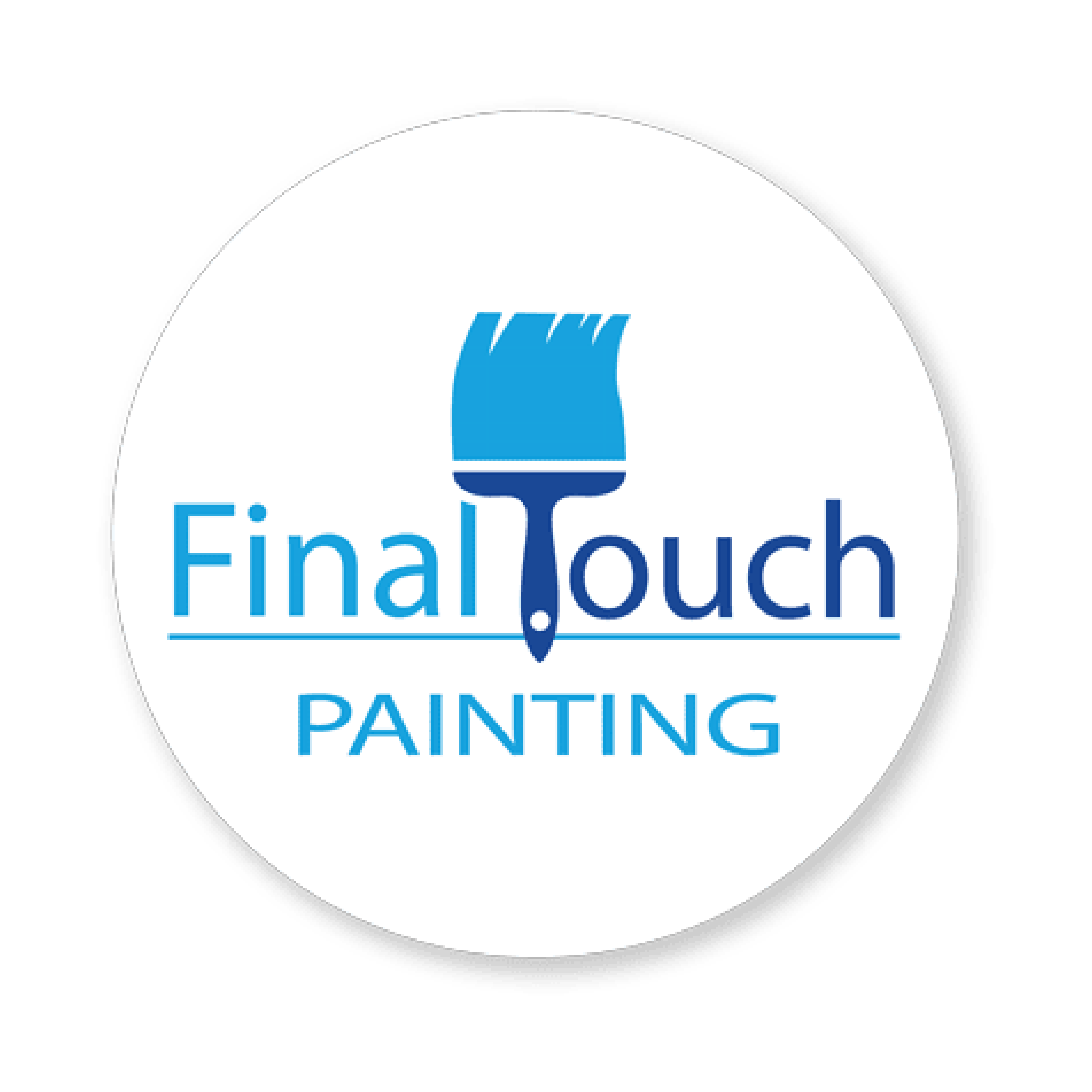 Final Touch Painting logo with a blue paintbrush integrated between the words Final and Touch.