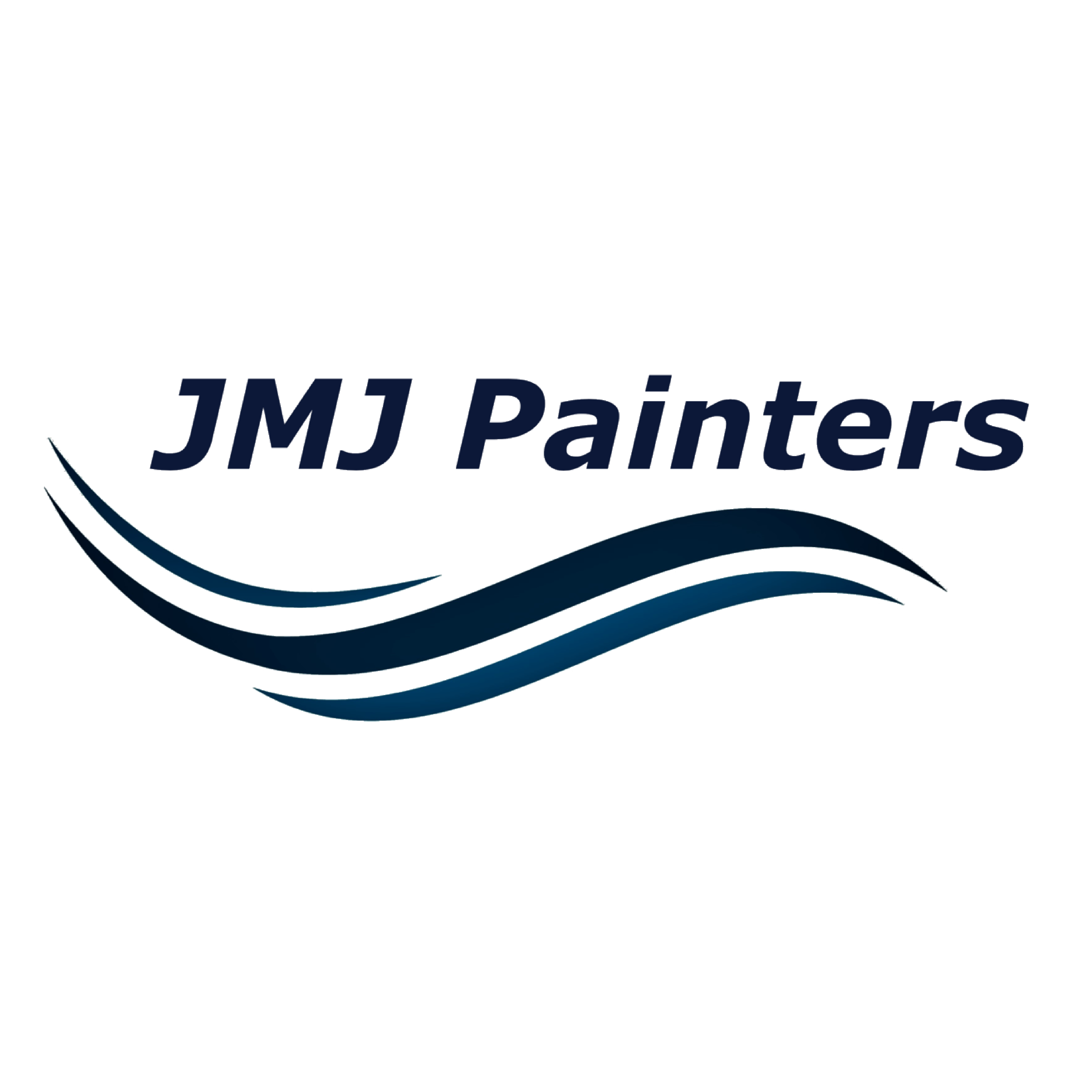 Logo of JMJ Painters with stylized dark blue wave lines beneath the text.