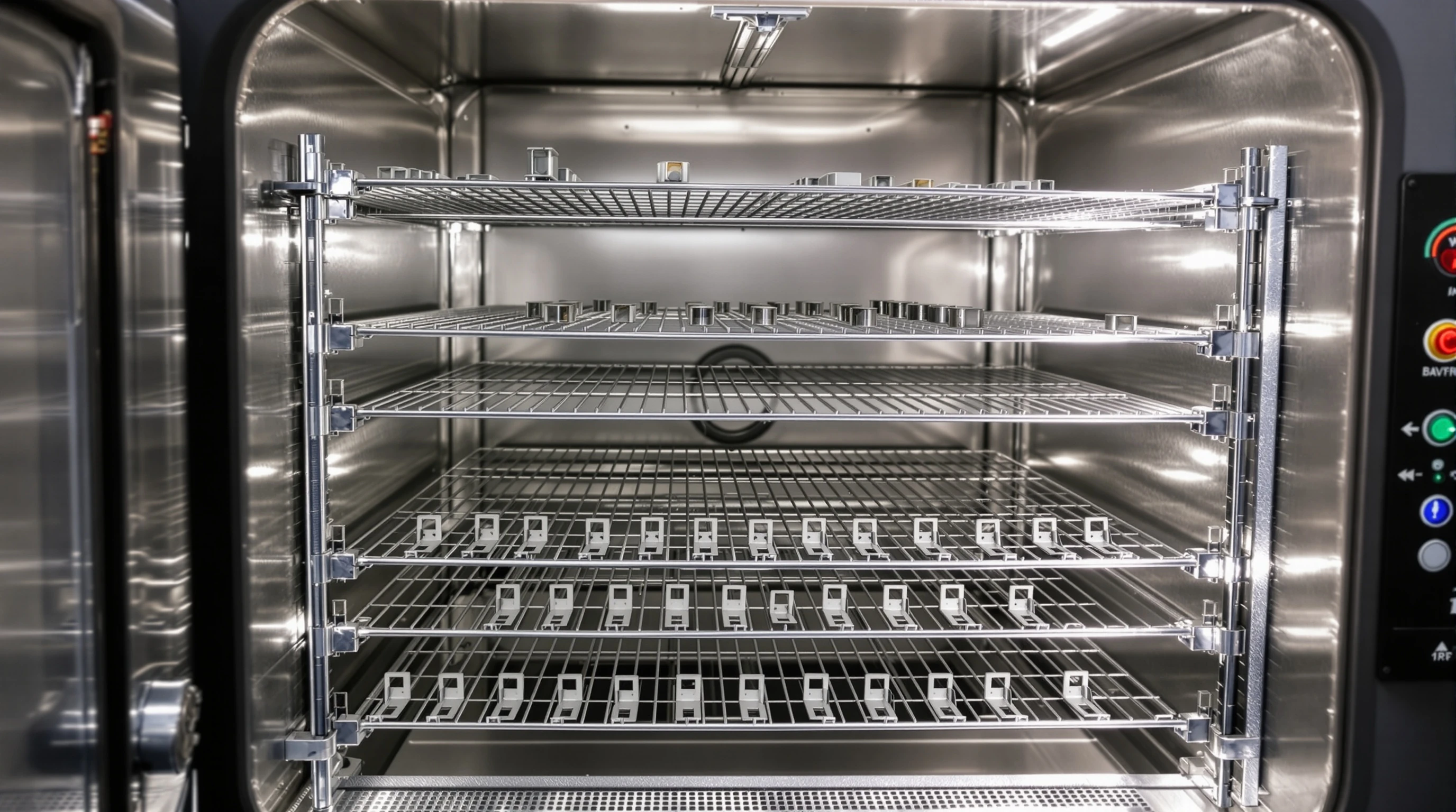 Parts curing inside industrial oven at controlled temperature