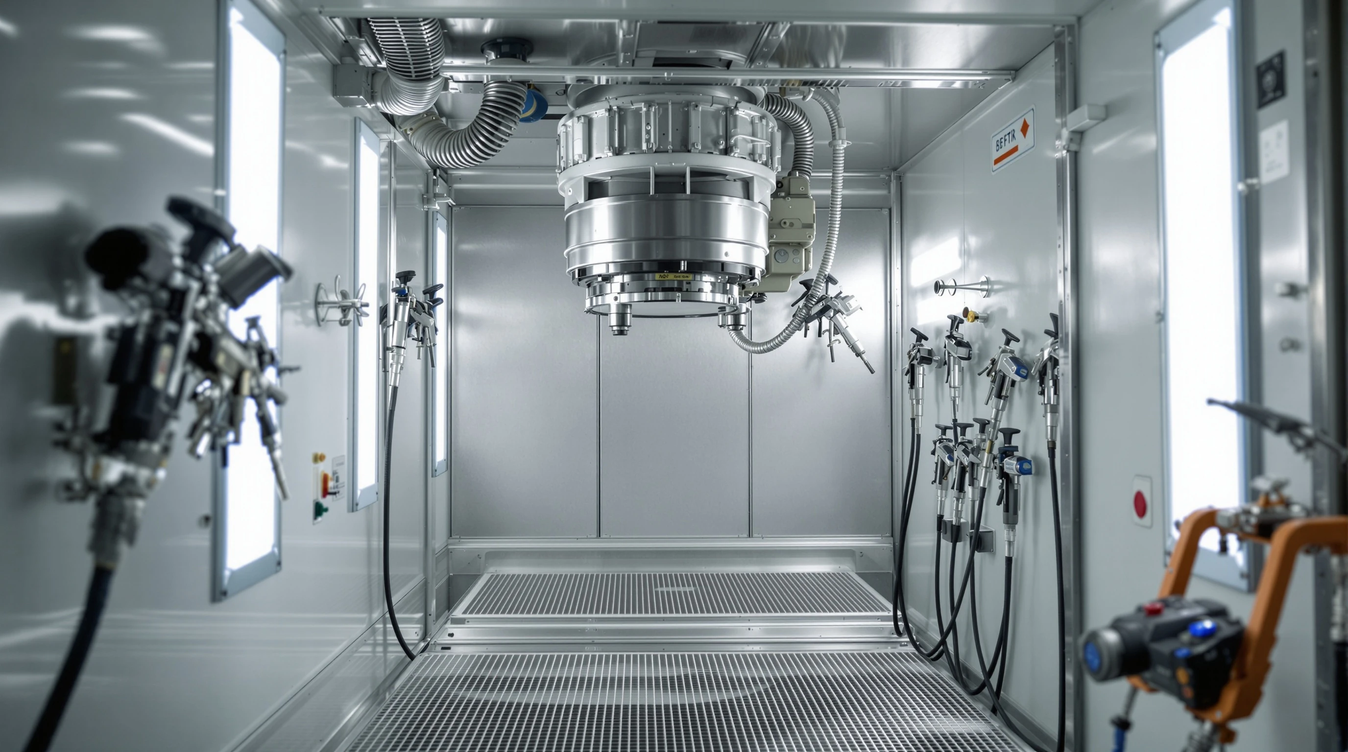 Cerakote spray booth being prepared for coating application