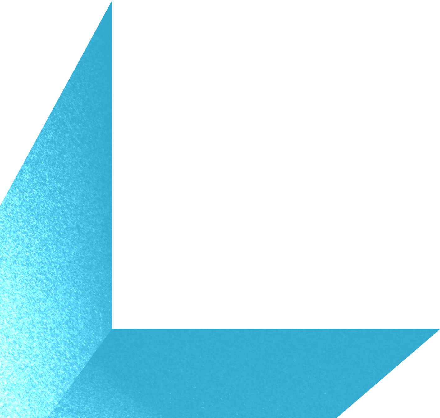 3D corner frame with blue textured surfaces and a hint of red on the top left and bottom right edges.