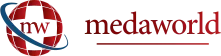 medaworld logo with stylized red globe and orbit design