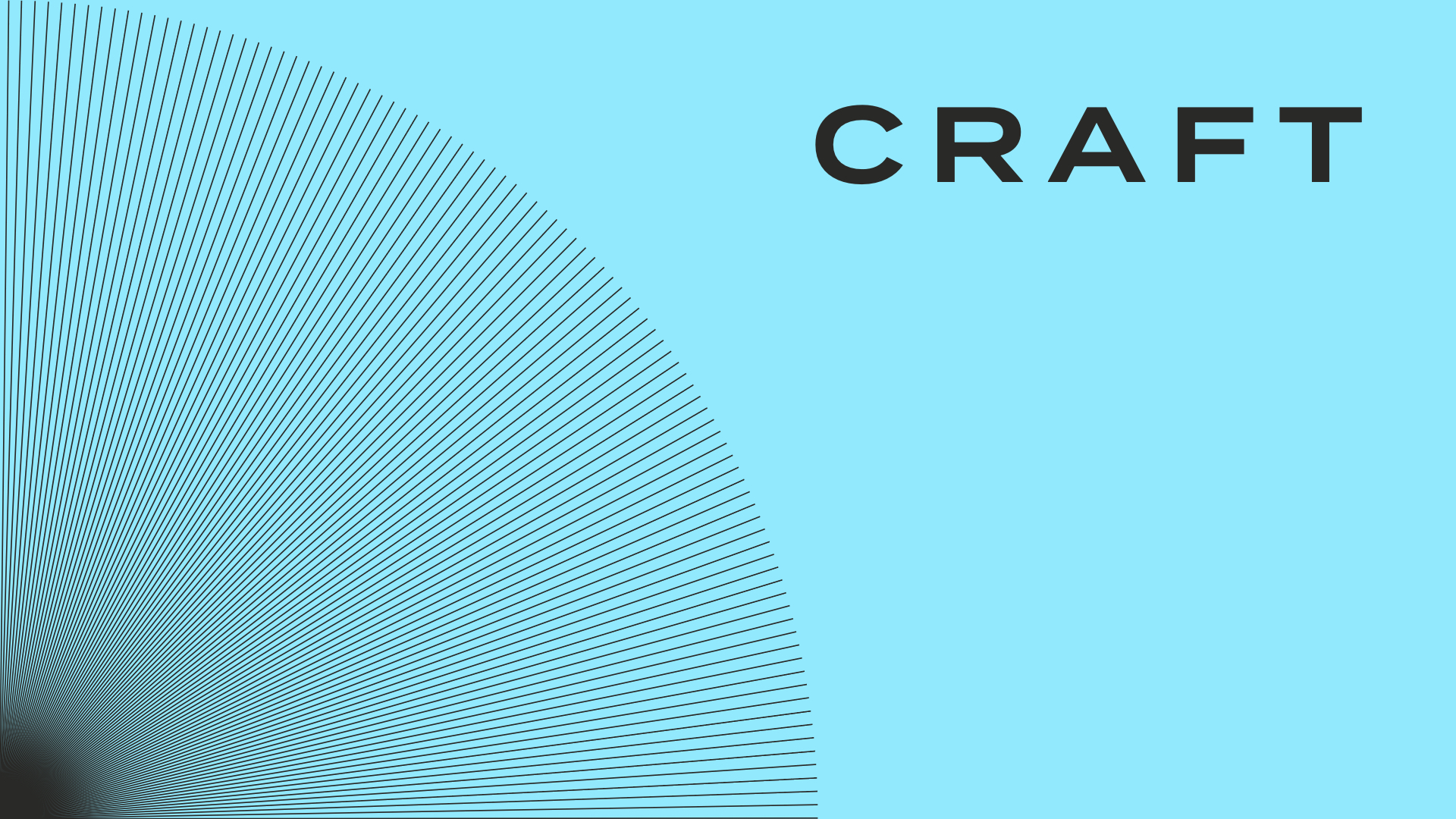 Black radiating lines forming a semi-circle on a blue background with the word CRAFT in bold black letters.