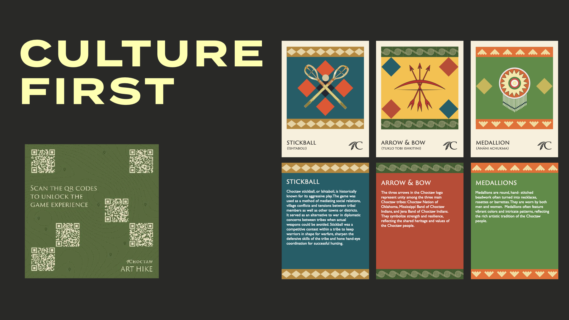 Image titled ‘Culture First’ featuring a grid of colorful cultural education icons and pattern graphics.