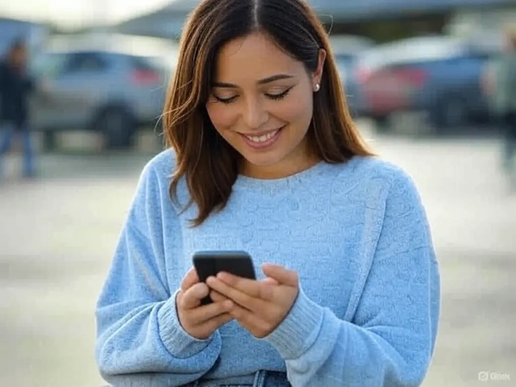 woman using a phone payment service for parking payments