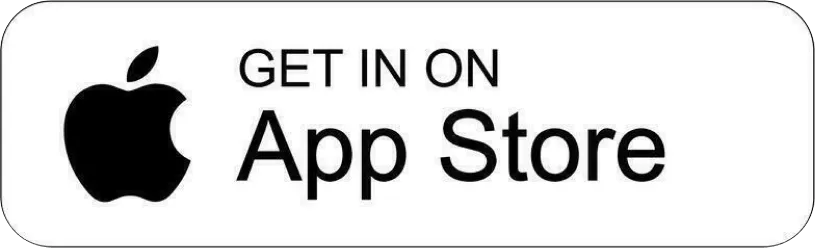 Apple logo with text 'Get in on App Store' on a rounded white button.
