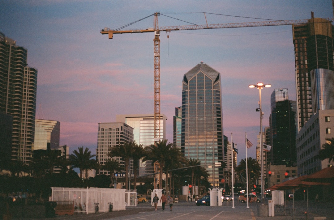 Urban street in San Diego near hospital district on a clear morning